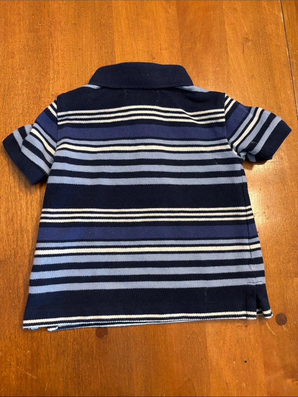 Ralph Lauren Navy & Light Blue Striped Polo Shirt - Kids